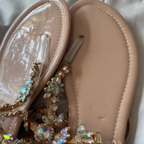 Tinstree Embellished Sandals with Ankle Wrap Rhinestone Size 9 - Picture 3 of 3